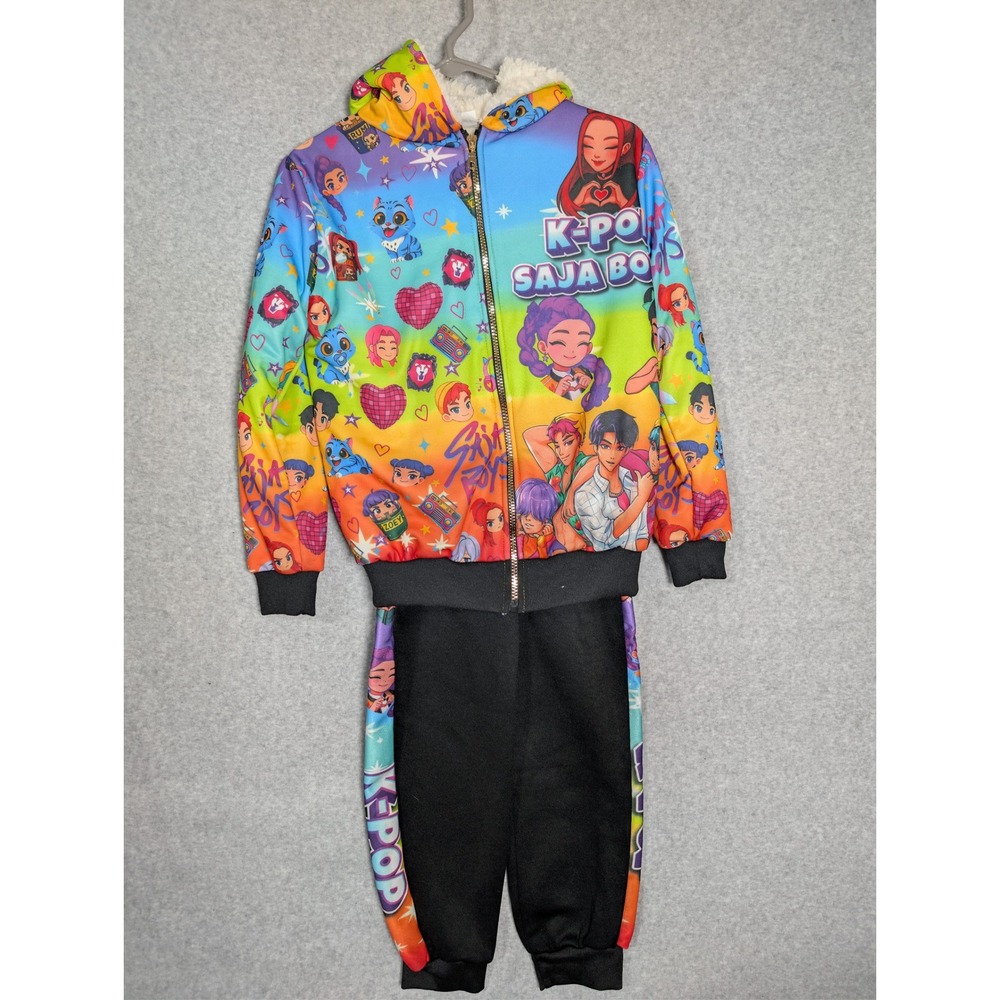 K-Pop Saja Boys Anime Kids Tracksuit Set Hoodie Joggers Multicolor Size Large